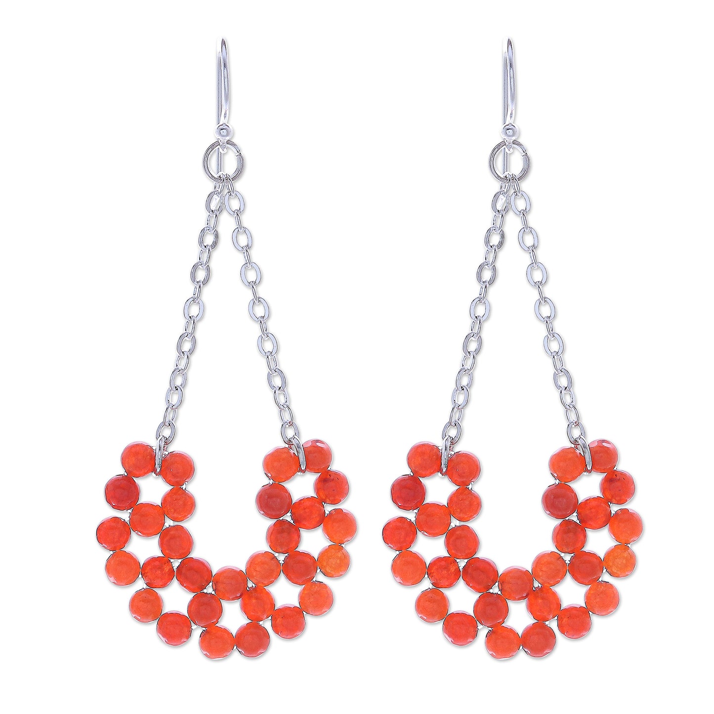 Jolly Morning in Orange Hand Crafted Thai Carnelian Dangle Earrings