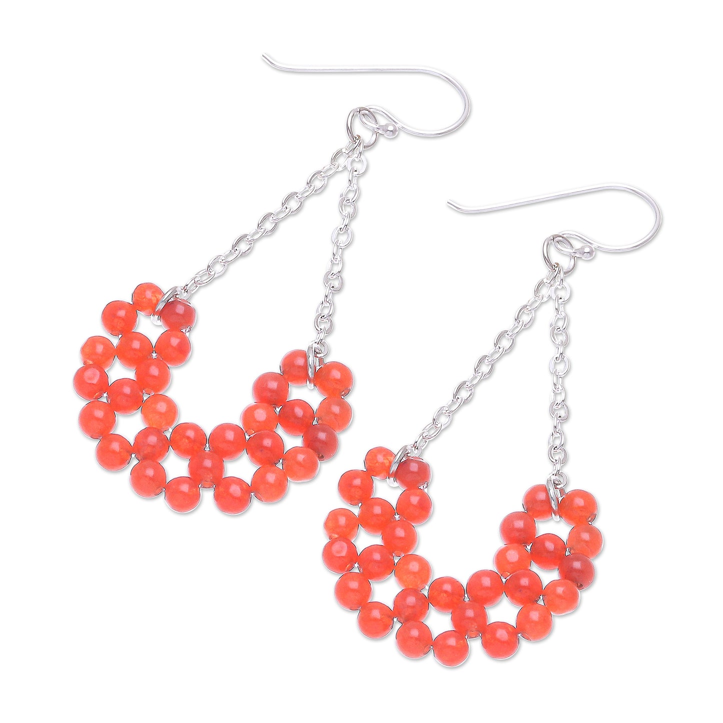 Jolly Morning in Orange Hand Crafted Thai Carnelian Dangle Earrings