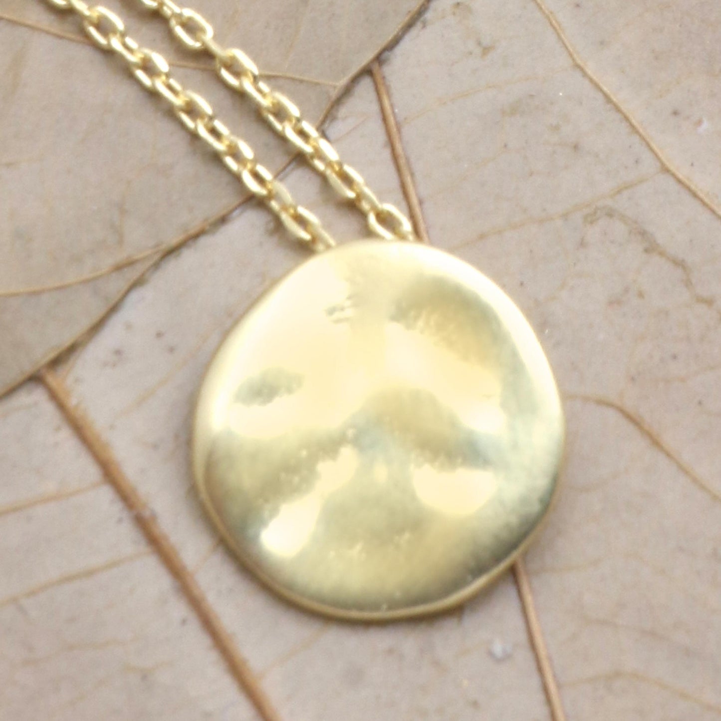 Meditation Coin Gold-Plated Sterling Silver Round Pendant Necklace