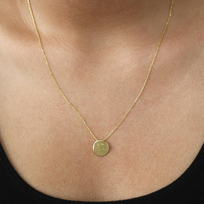 Meditation Coin Gold-Plated Sterling Silver Round Pendant Necklace