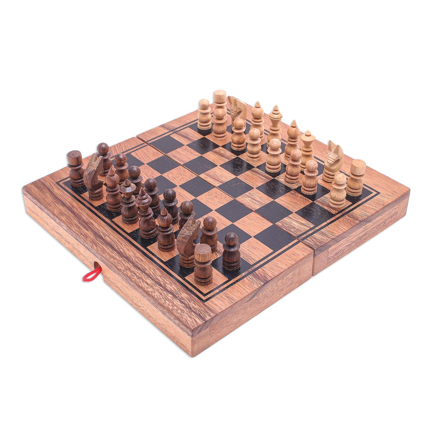 Two for One Handmade Raintree Wood Chess and Backgammon Game