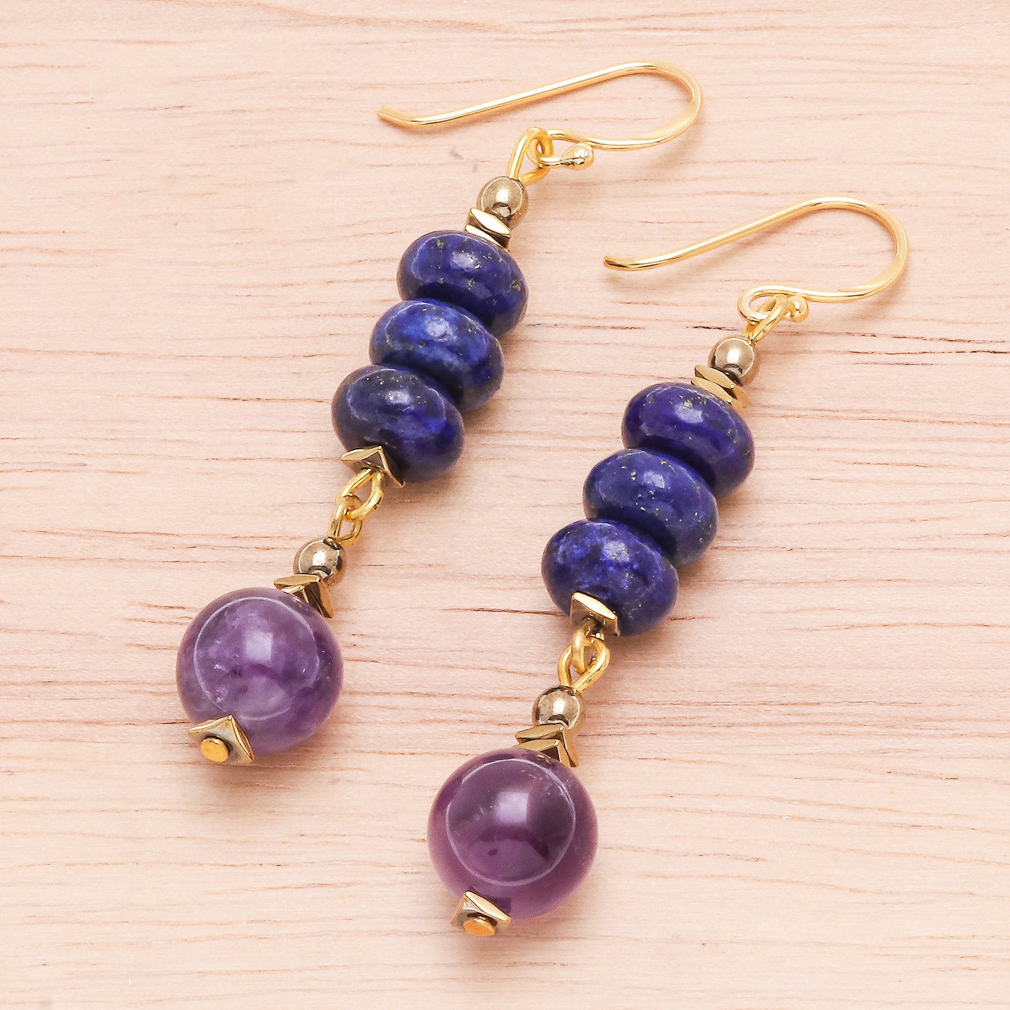 Sweet Tarts Gold-Plated Multi-Gemstone Dangle Earrings from Thailand