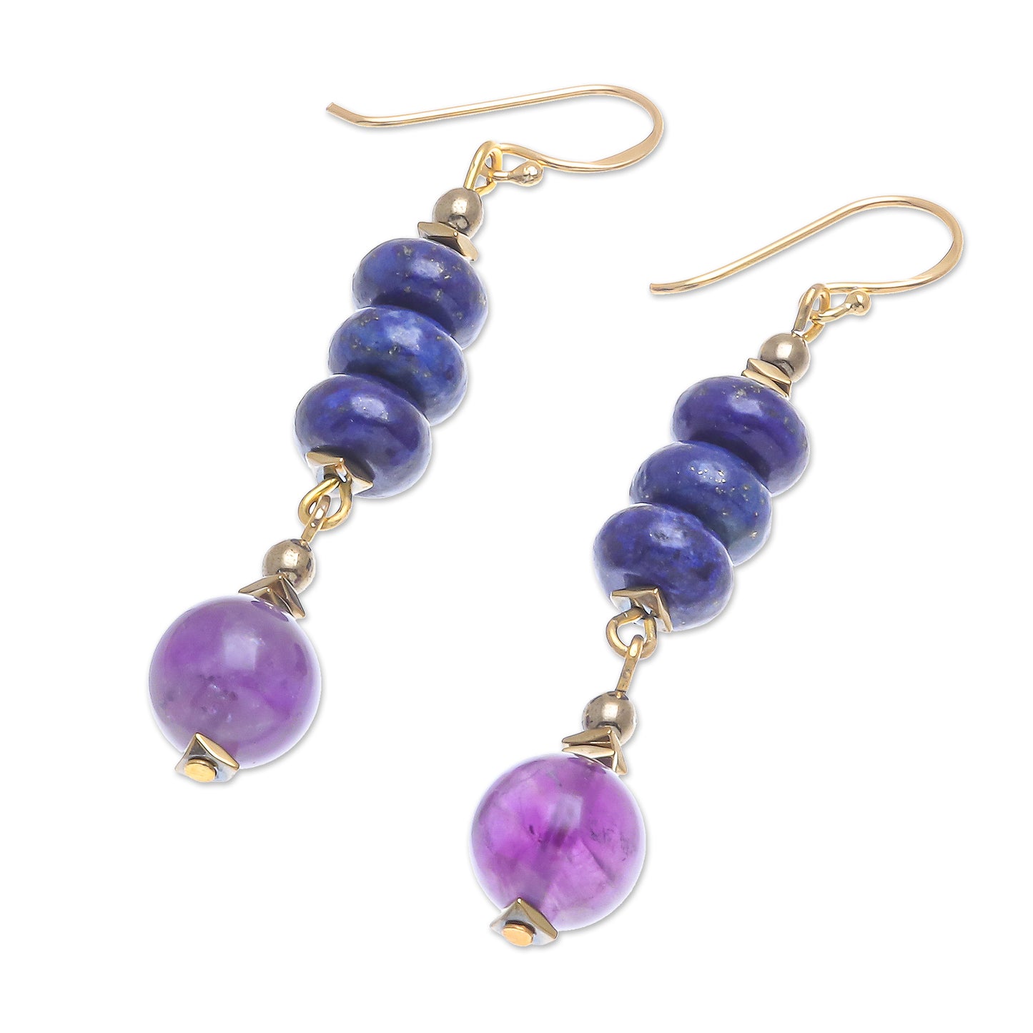 Sweet Tarts Gold-Plated Multi-Gemstone Dangle Earrings from Thailand