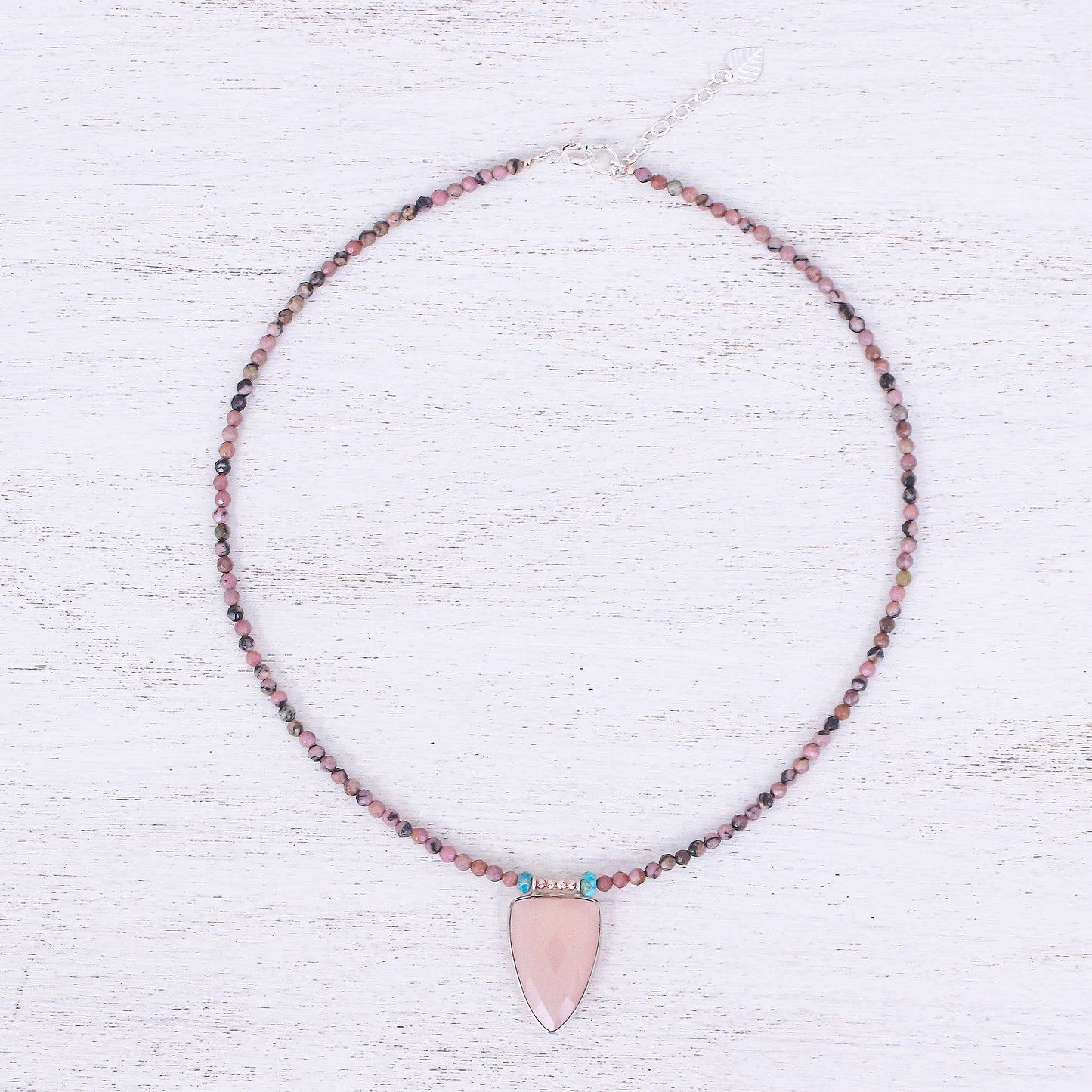 Pink Chill Rose Gold-Plated Rhodonite and Chalcedony Pendant Necklace