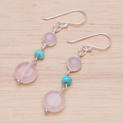 Proudly Pink Quartz and Sterling Silver Dangle Earrings