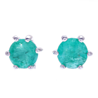 Catch a Star in Green Hand Crafted Emerald and Sterling Silver Stud Earrings