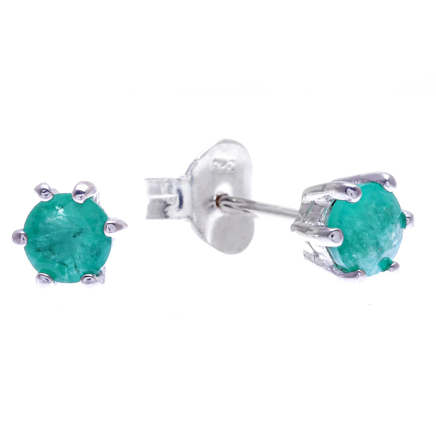 Catch a Star in Green Hand Crafted Emerald and Sterling Silver Stud Earrings