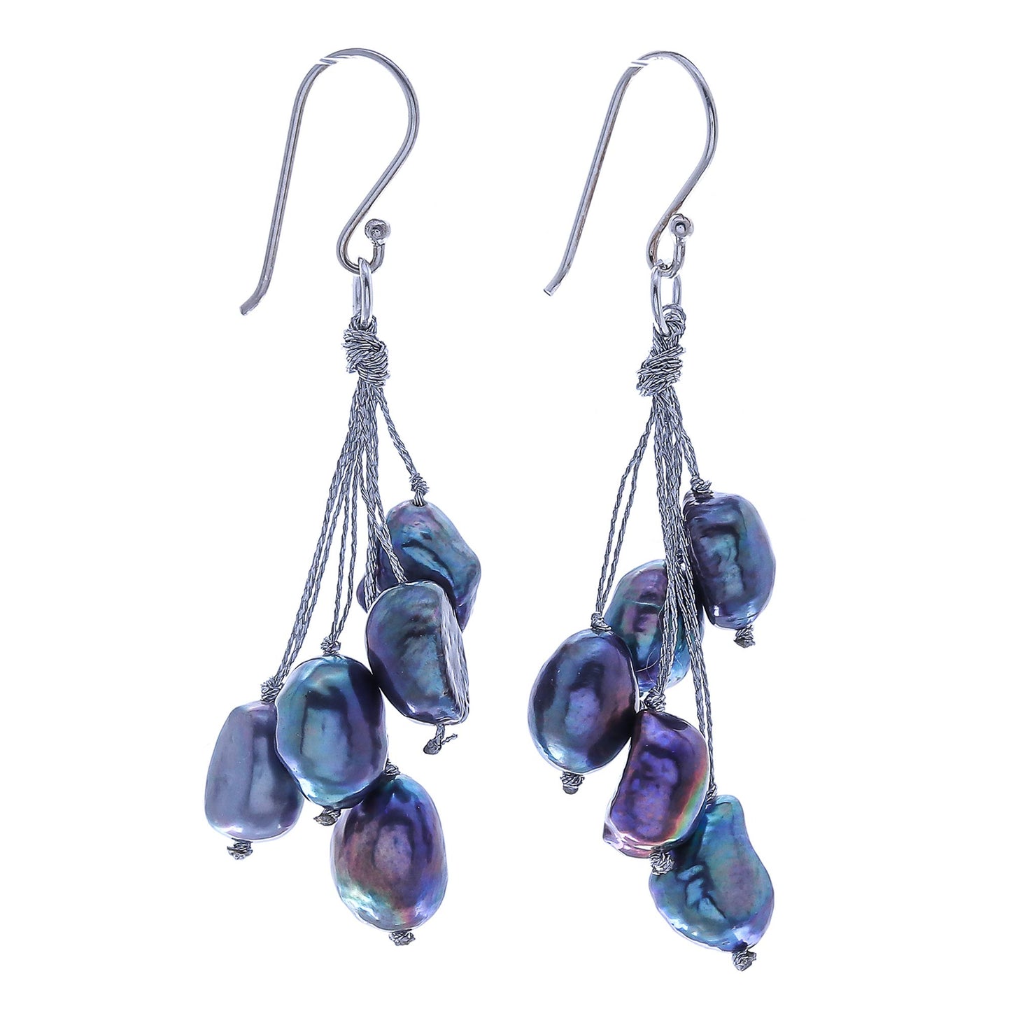 Mystic Pearl in Blue Hand Crafted Cultured Freshwater Pearl Dangle Earrings