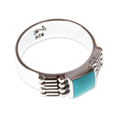 Tulum Fortress Men's Taxco Sterling Silver and Natural Turquoise Ring