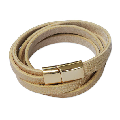 Summer Gold Golden Leather Wrap Bracelet