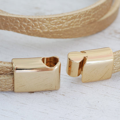 Summer Gold Golden Leather Wrap Bracelet