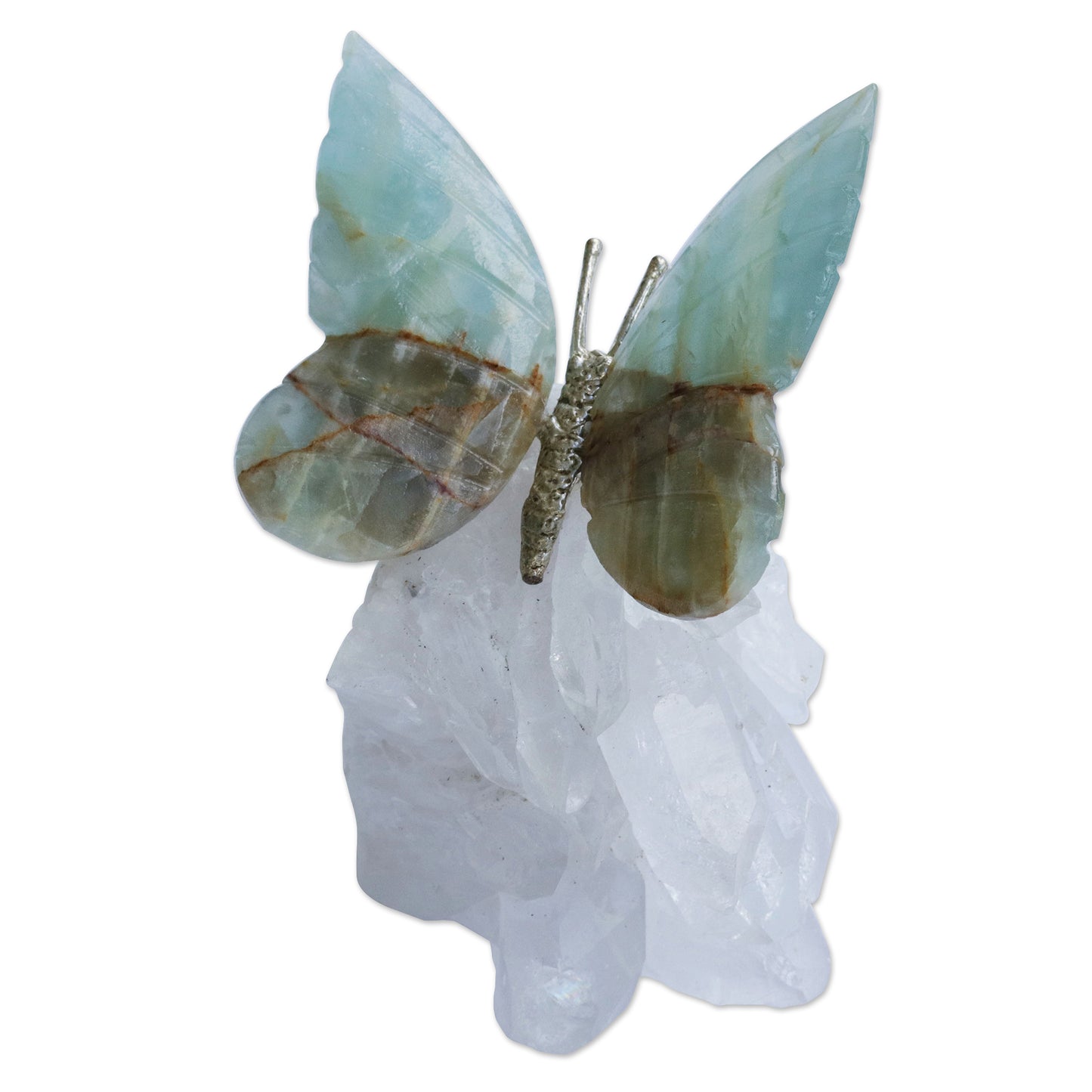 Butterfly's Rest Onyx and Quartz Butterfly Sculpture