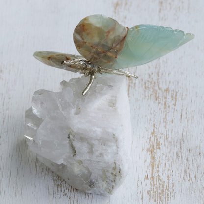 Butterfly's Rest Onyx and Quartz Butterfly Sculpture