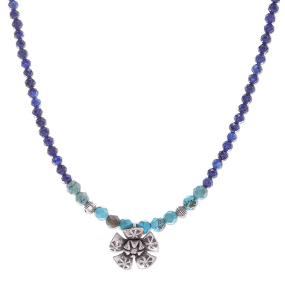 Color Sense in Blue Lapis Lazuli and Karen Silver Pendant Necklace