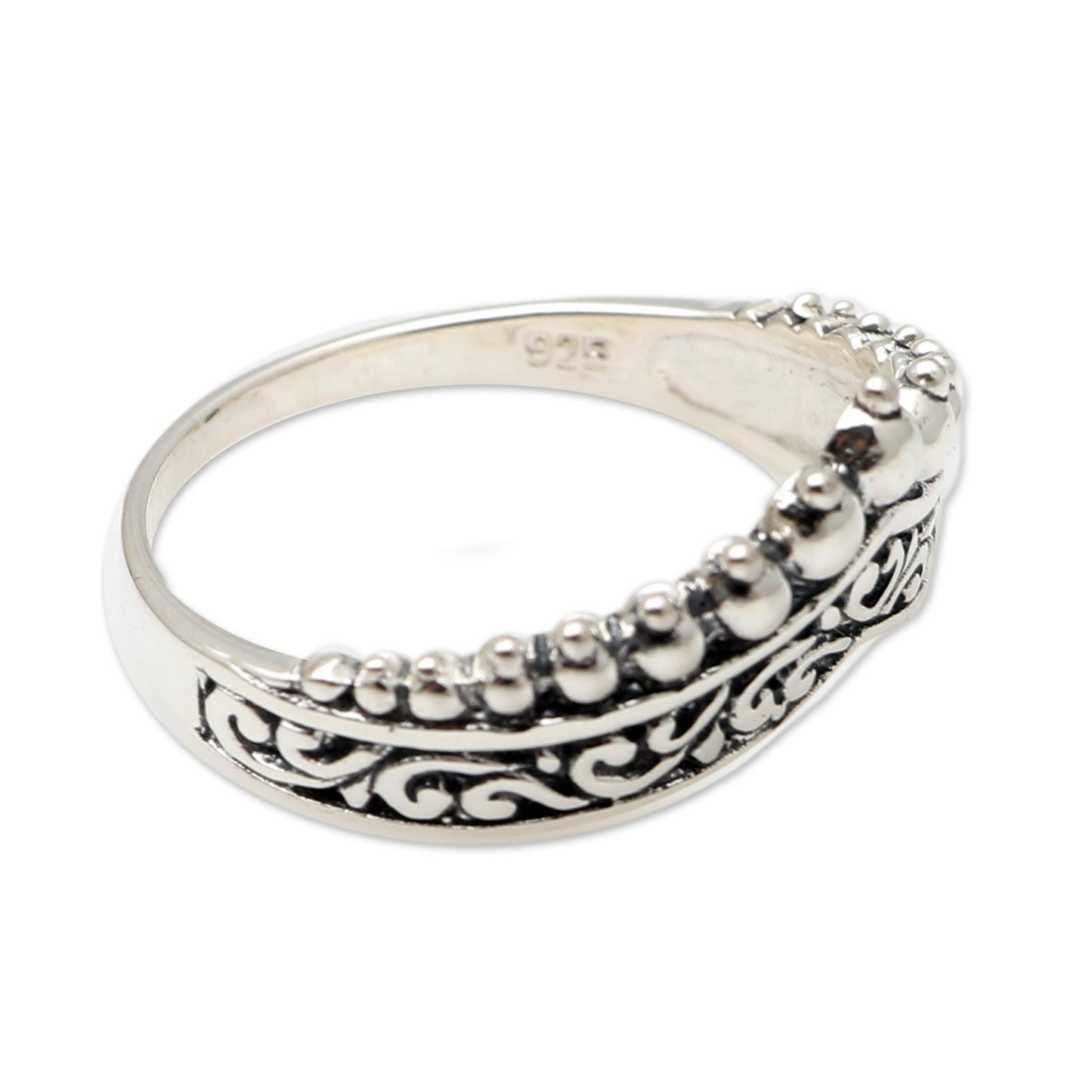 Crowned Hand Crafted Sterling Silver Band Ring