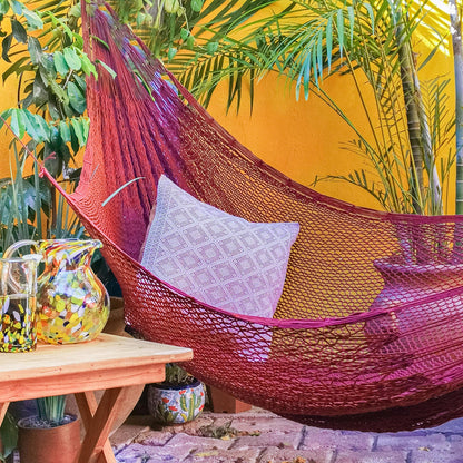 Uxmal Mulberry Maya Style Cotton Rope Hammock (Double)