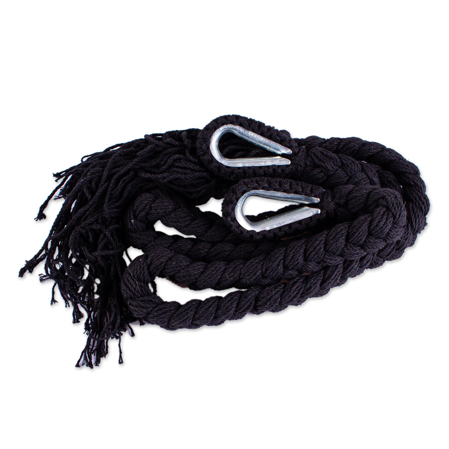 'Mirage in Black Black Cotton Rope Hammock (Triple)