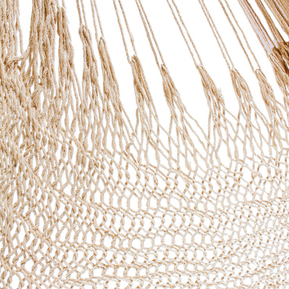 Ocean Seat in Ivory Ivory Tasseled Cotton Rope Mayan Hammock Swing from Mexico