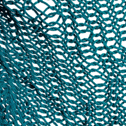 Sea Breezes in Teal Fringed Teal Cotton Rope Mayan Hammock Swing from Mexico