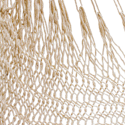 Sea Breezes in Ivory Ivory Fringed Cotton Rope Mayan Hammock Swing from Mexico