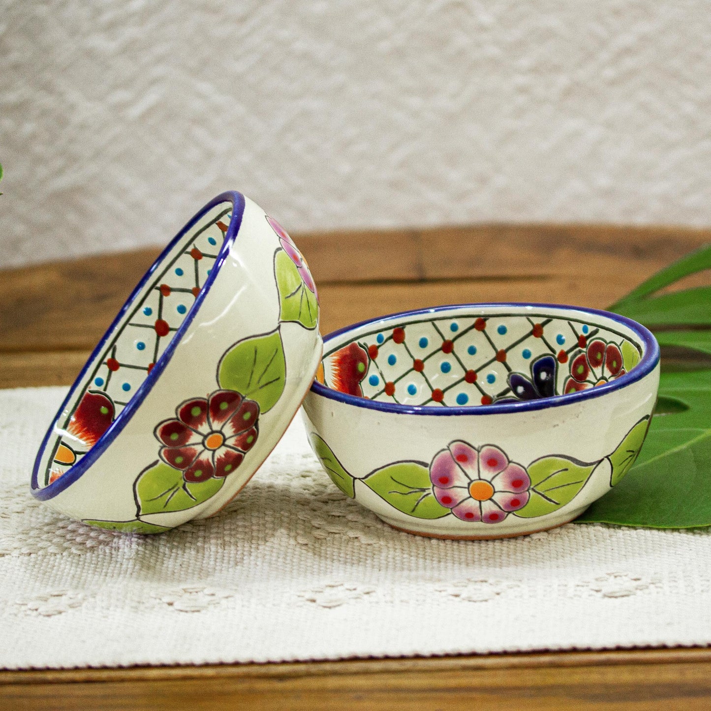 Colors of Mexico Floral Hand Painted Bowls (Pair)