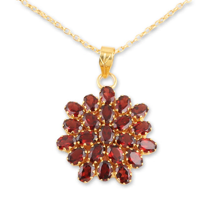 Radiant Sign Gold-Plated Sterling Silver Garnet Pendant Necklace