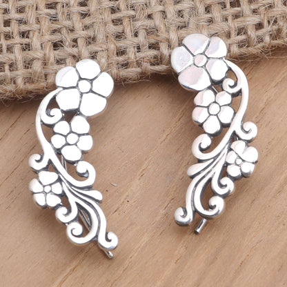 Climbing Garden Sterling Silver Floral Climber Earrings