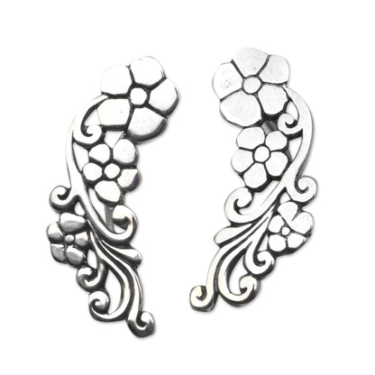 Climbing Garden Sterling Silver Floral Climber Earrings