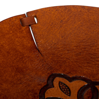 Colonial Florals Brown Hand Tooled Leather Catchall Plate from Peru