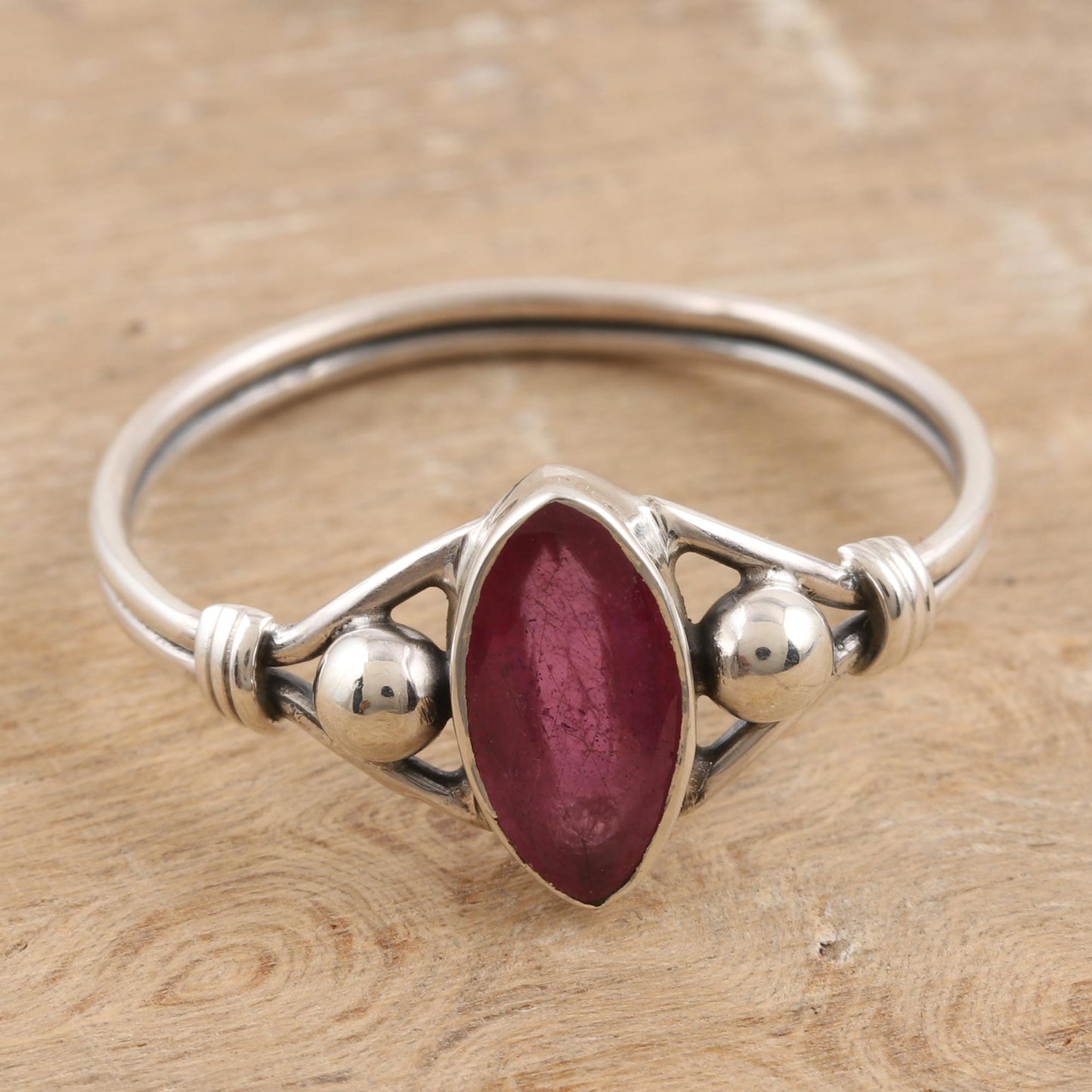 Baroness in Ruby Ruby and Sterling Silver Cocktail Ring