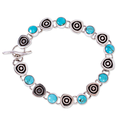 Morning Sky Taxco Style Turquoise Link Bracelet from Mexico