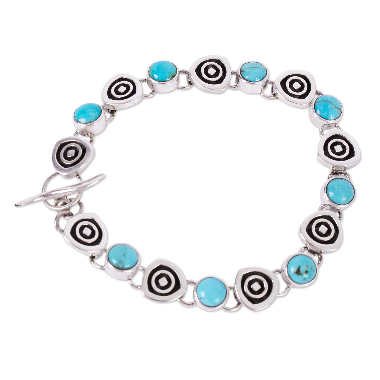 Morning Sky Taxco Style Turquoise Link Bracelet from Mexico