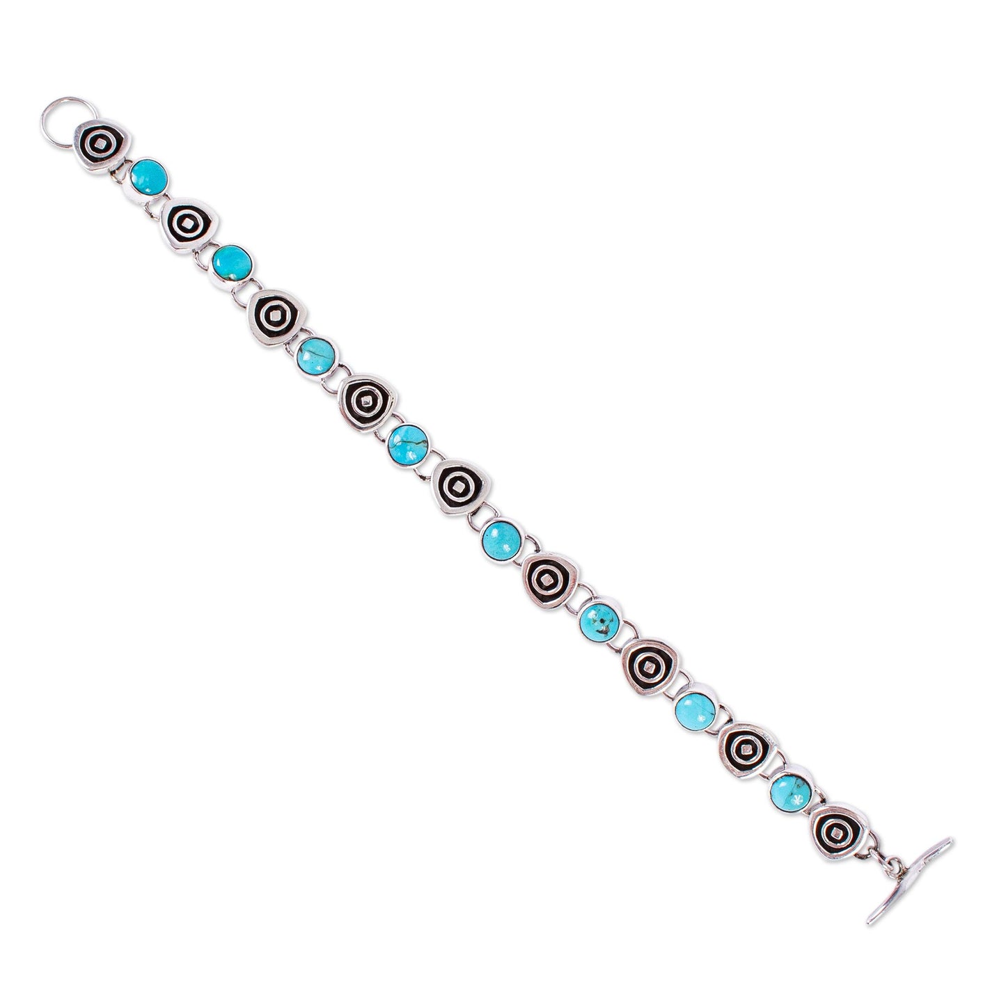 Morning Sky Taxco Style Turquoise Link Bracelet from Mexico