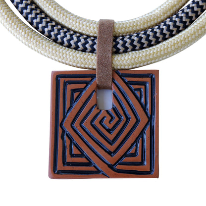 Tribal Labyrinth Hand Crafted Ceramic Artisan Necklace