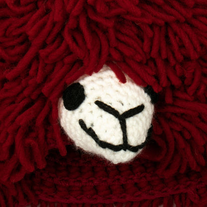 Smiling Llama Furry Red Llama Beanie Hat from Peru
