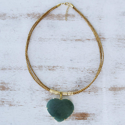 Whole Heart Golden Grass Necklace with Green Quartz