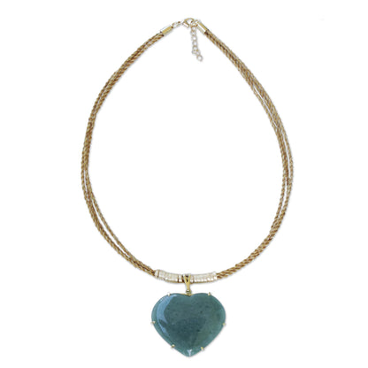 Whole Heart Golden Grass Necklace with Green Quartz