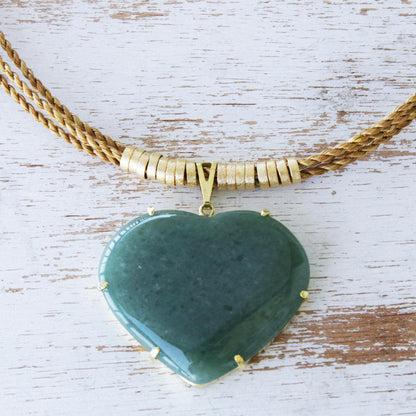 Whole Heart Golden Grass Necklace with Green Quartz