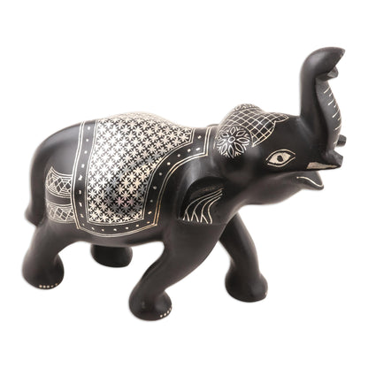 Colonel Elephant Traditional Indian Silver Inlay Bidriware Elephant Figurine