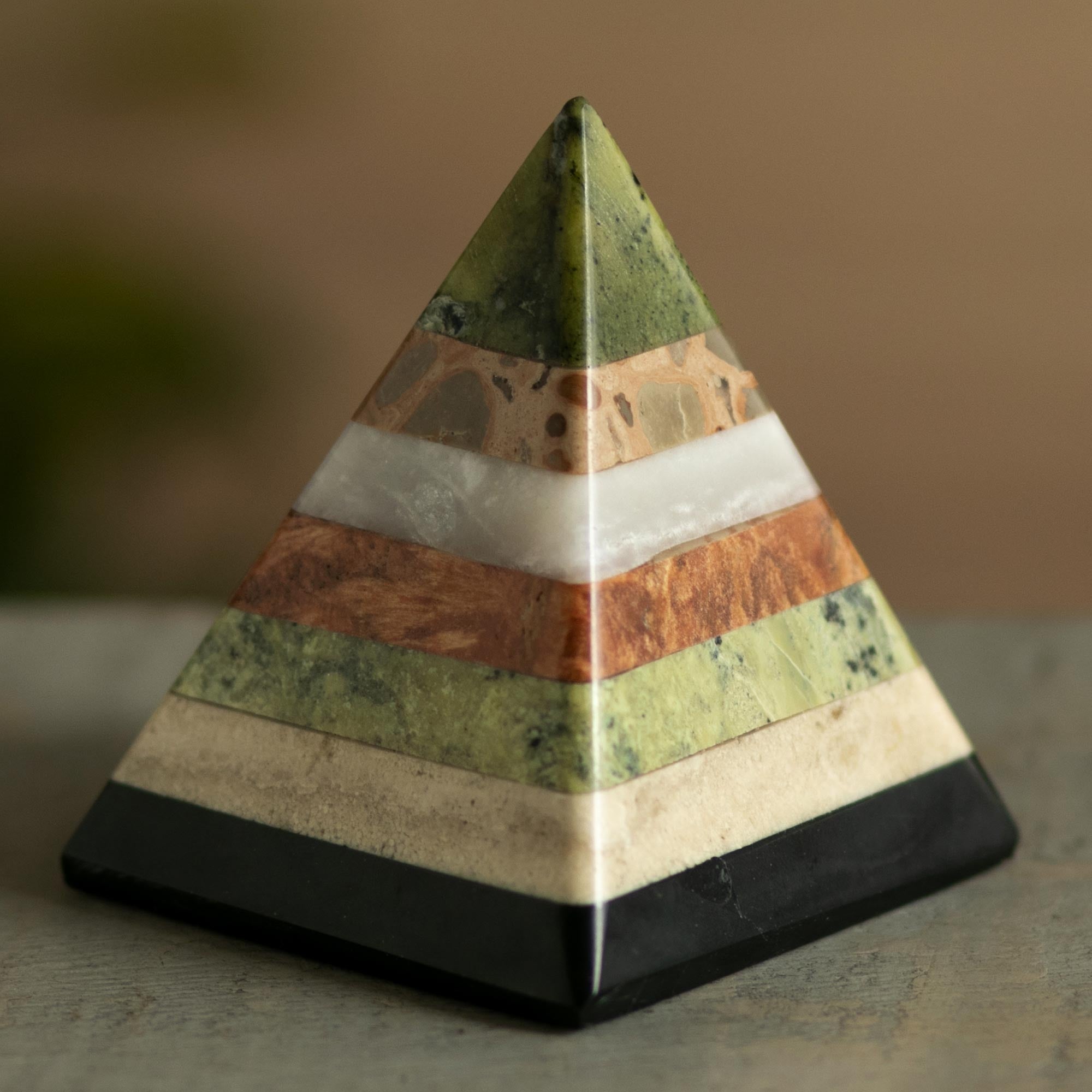NOVICA Spirit Pyramid Layered Gemstone Pyramid Sculpture from Peru ...