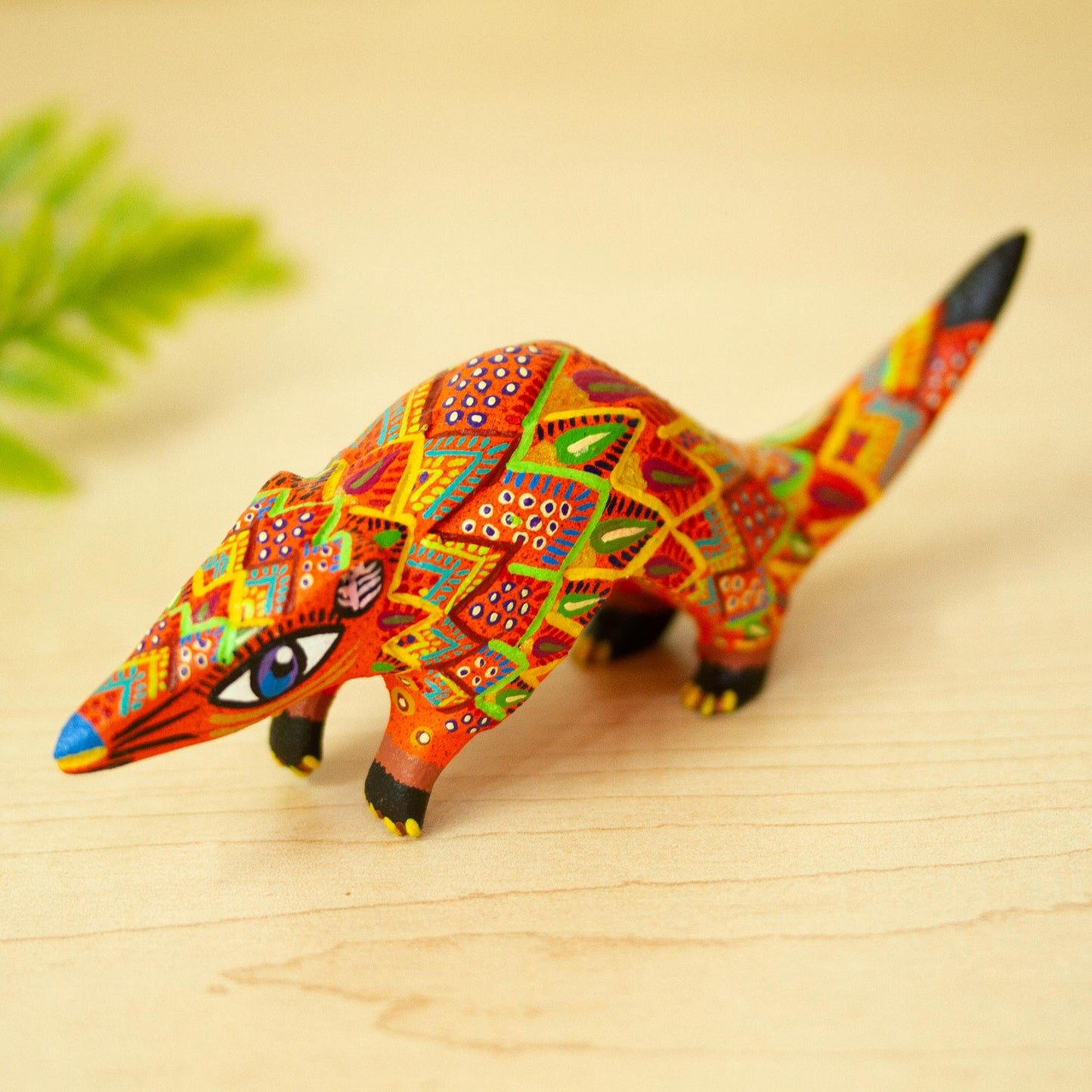 Rainbow Pangolin Hand Crafted Copal Wood Pangolin Alebrije from Mexico