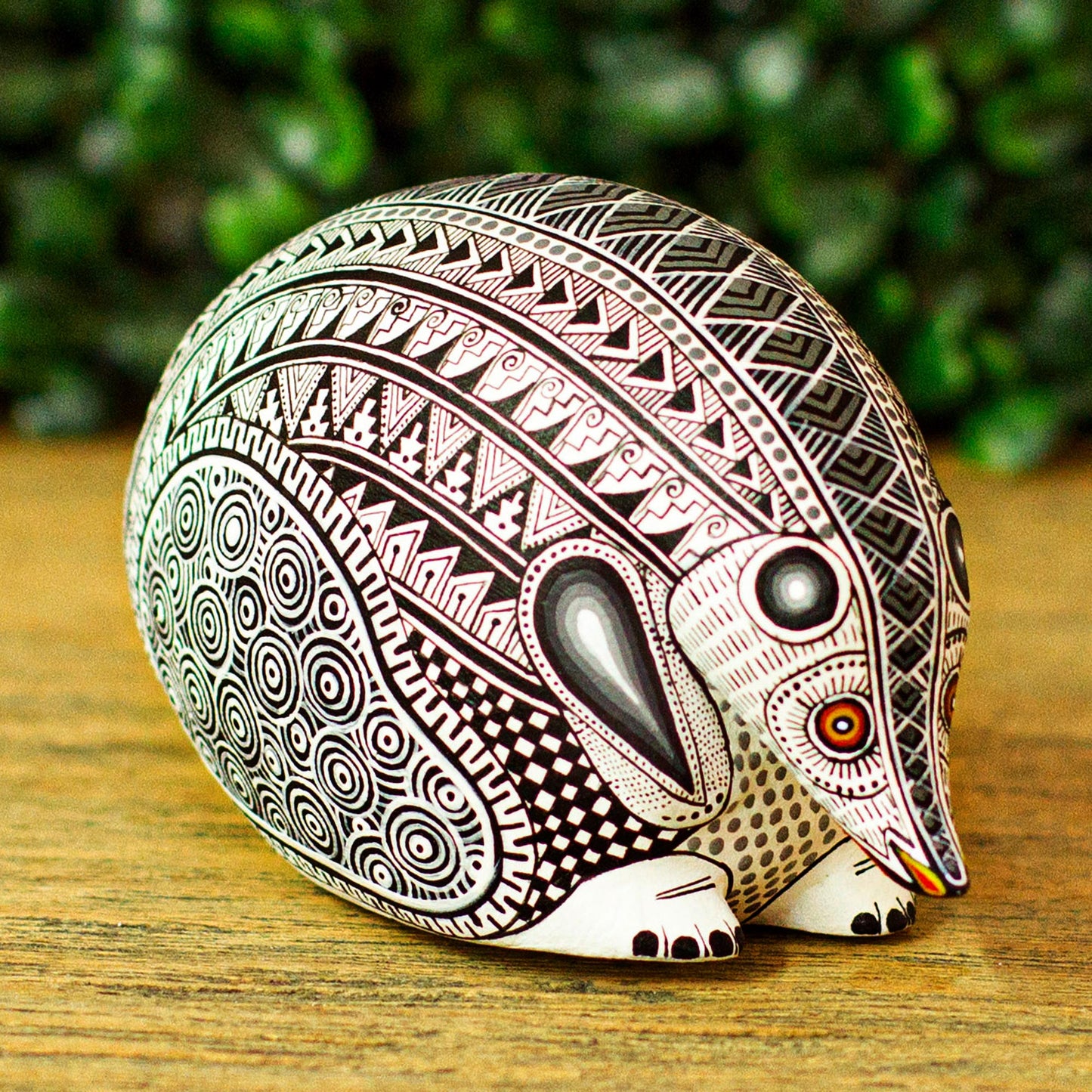 Dreamy Hedgehog Copal Wood Hedgehog Alebrije Figurine from Mexico