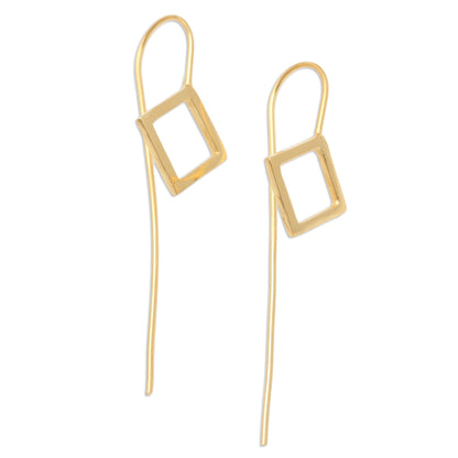 Symmetrical Geometry Handmade Gold-Plated Drop Earrings