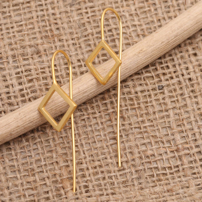 Symmetrical Geometry Handmade Gold-Plated Drop Earrings