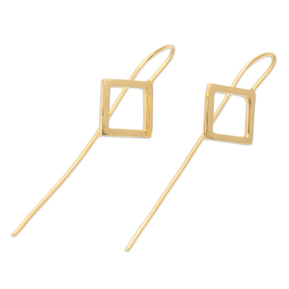 Symmetrical Geometry Handmade Gold-Plated Drop Earrings