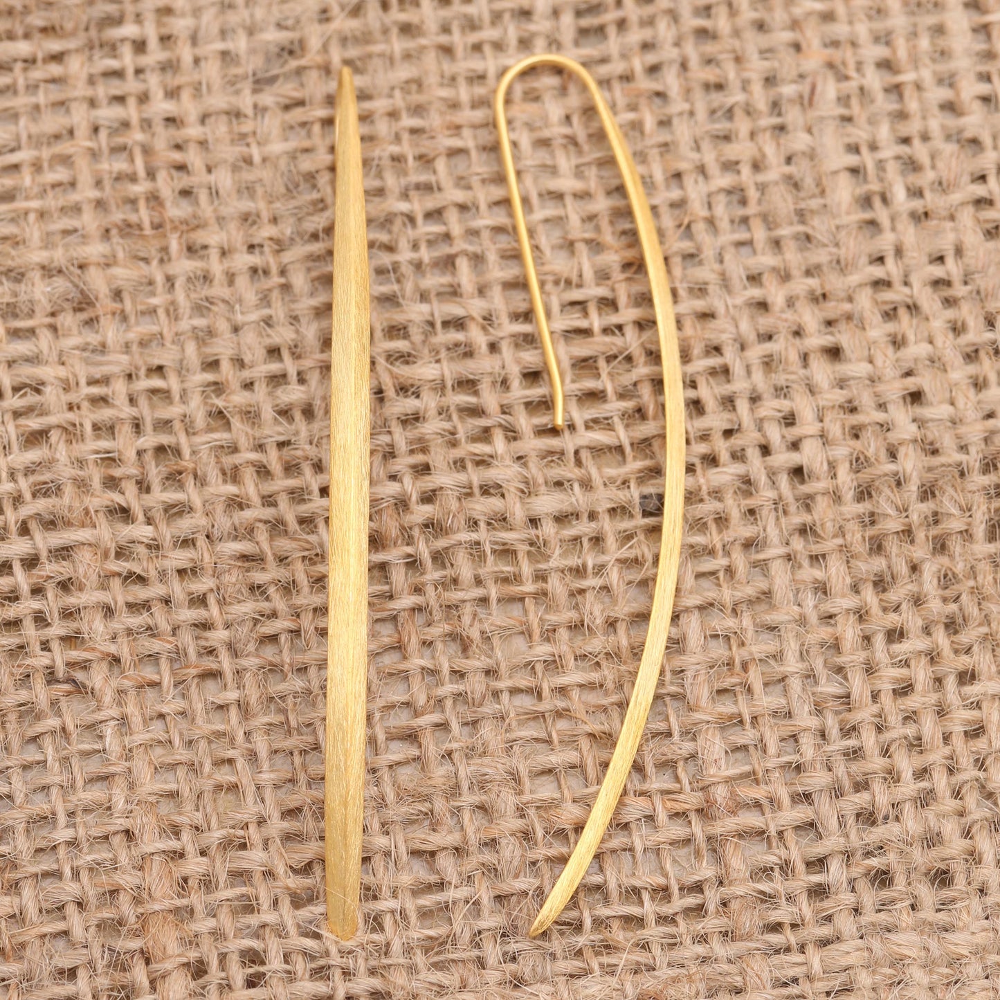 Graceful Arc Handcrafted Gold-Plated Drop Earrings