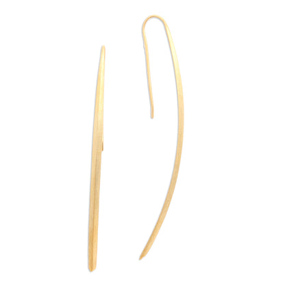 Graceful Arc Handcrafted Gold-Plated Drop Earrings