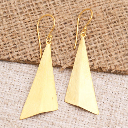 Golden Mountain Hand Crafted Gold-Plated Dangle Earrings