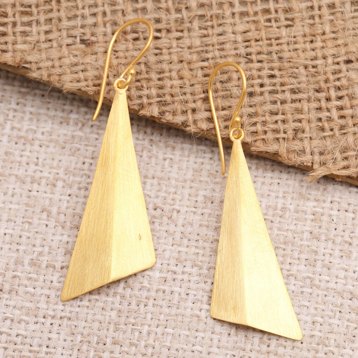 Golden Mountain Hand Crafted Gold-Plated Dangle Earrings