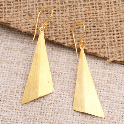 Golden Mountain Hand Crafted Gold-Plated Dangle Earrings